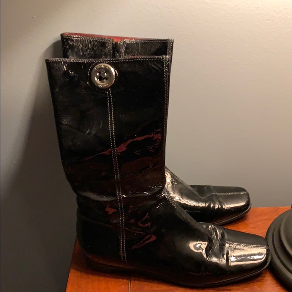 Gently used Coach patent leather boots